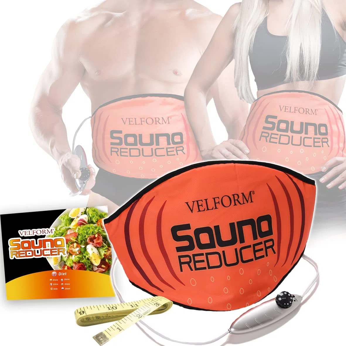 VELFORM SAUNA REDUCER Bauchweggürtel mit Wärme – Schlankheitsgürtel für Taille, Bauch, Hüften & Oberschenkel, Fat Reducer System, Heimfitness, einfache & schnelle Schlankheitsübungen
