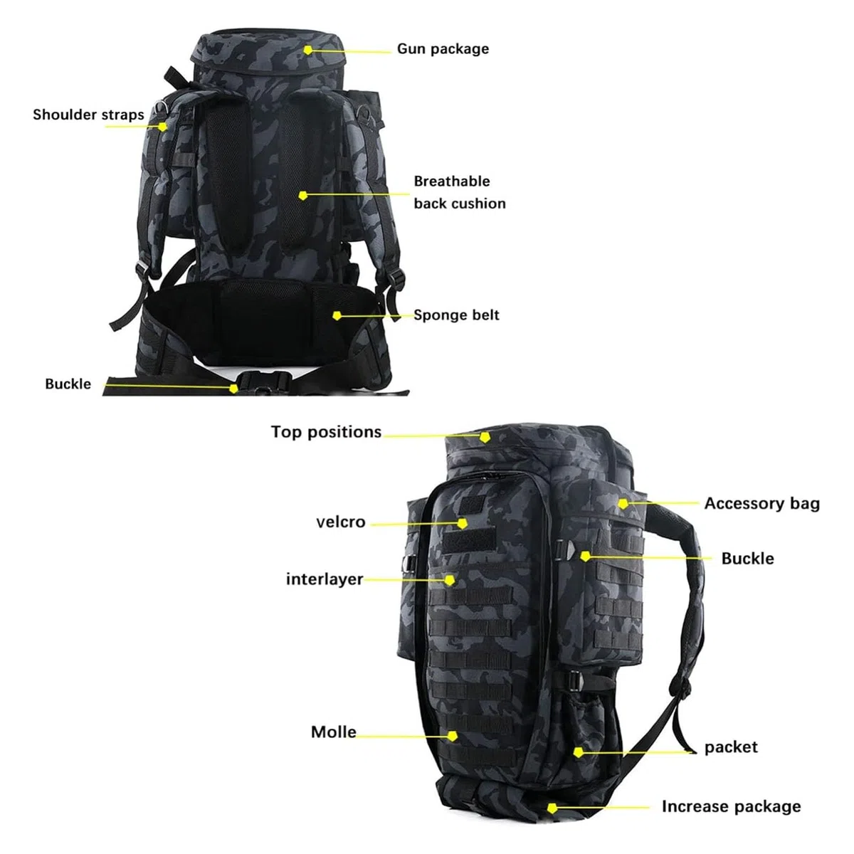 Langwaffen Airsoft Waffen Rucksack Wasserdicht Waffentasche,Taktischer Gewehrrucksack,Rucksack Militar Wanderrucksack Mit Gewehrhalter für Reisen Camping Jagd(Color:E)