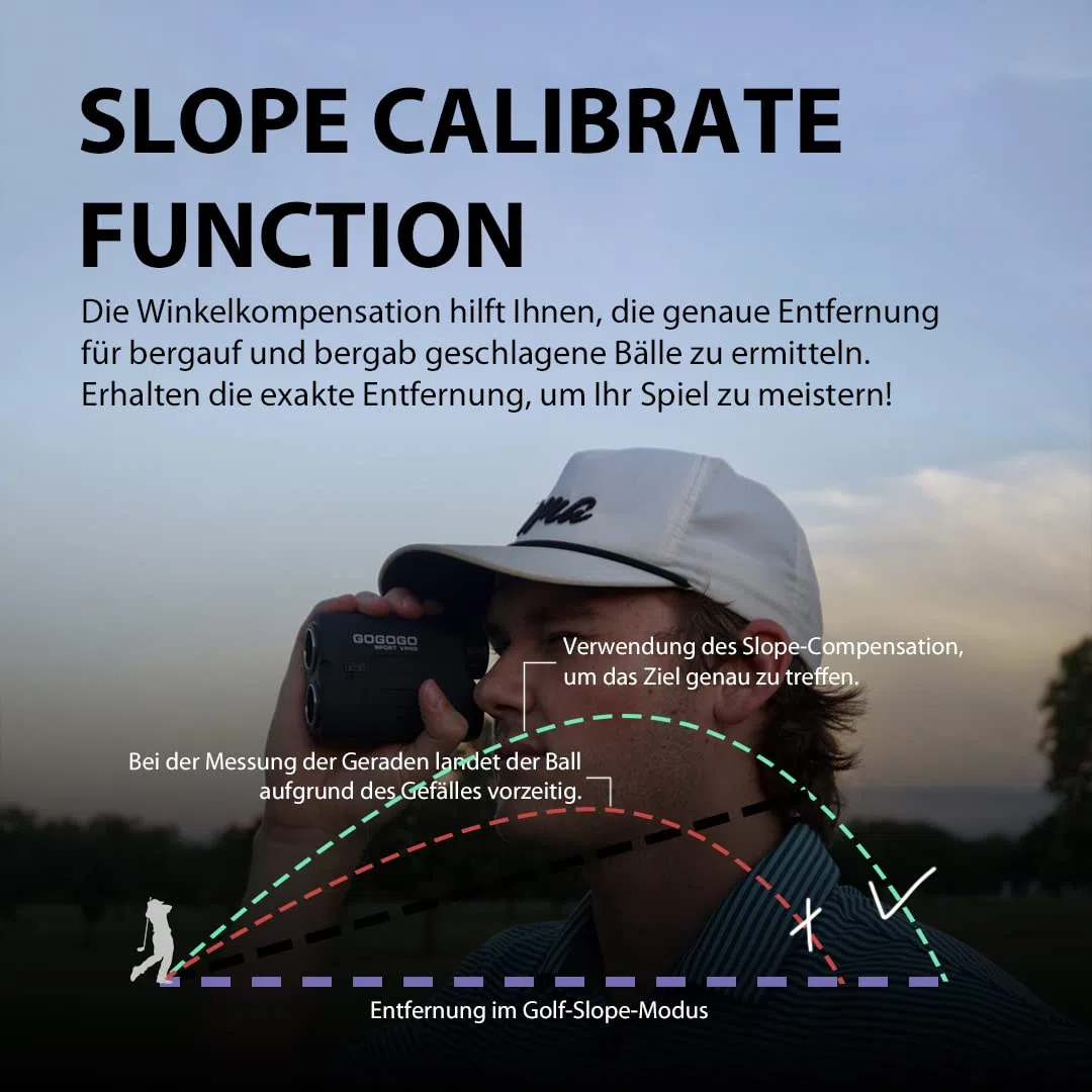 Gogogo Sport Vpro Golf Entfernungsmesser mit Slope & Magnetstreifen 1000Yds/915M Golf Laser Entfernungsmesser mit Klare Sicht, Flag-Lock, Vibration für Golf Jagd, Legal für Turnier