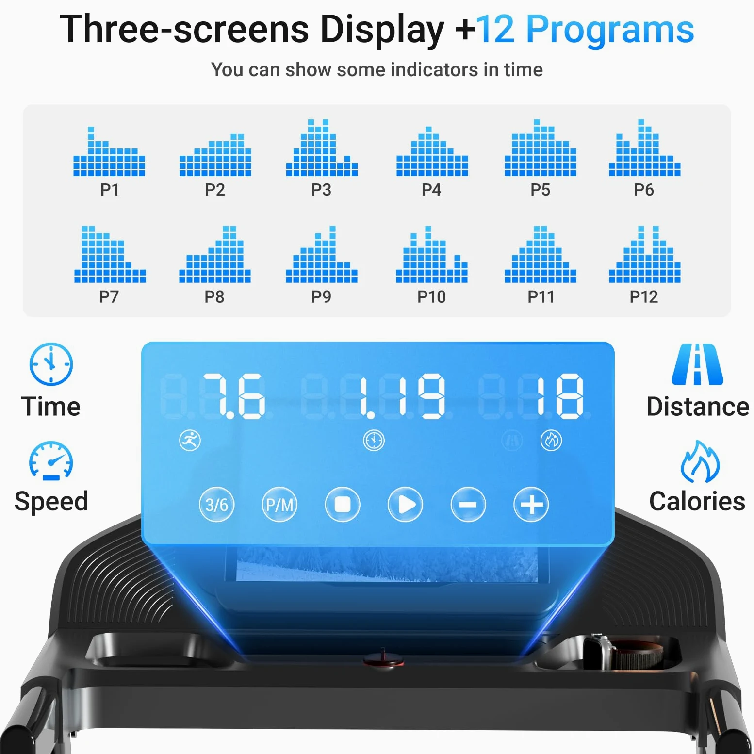 UMAY Laufband für Zuhause Klappbar mit Steigung 15%, 12KM/H Treadmill for Home, 3.0PS Motor, LED Anzeige, Leiser Betrieb, Stoßdämpfung, Tragkraft 136 kg