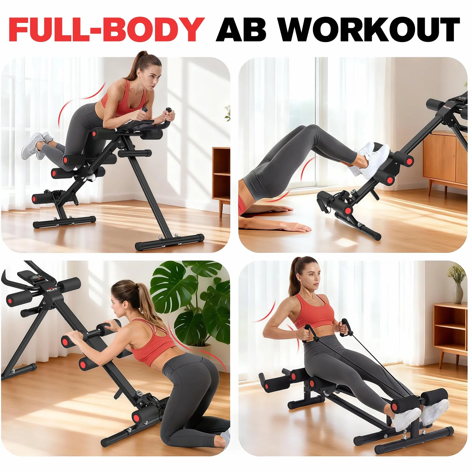 RELIFE REBUILD YOUR LIFE Bauchmuskel Trainer Bauch Trainingsgerät Bauchtrainer für Zuhause AB-Workout-Gerät Bauchtrainer Zusammenklappbarer