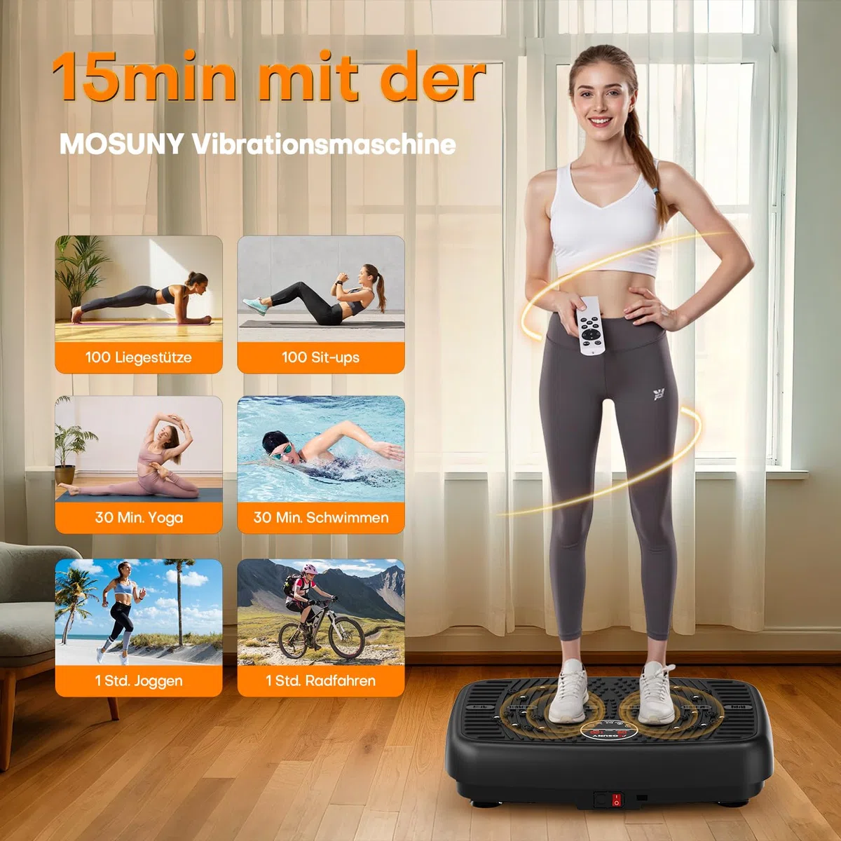 Vibrationsplatte, 2026 Verbesserte Vibrationsplatte mit Doppelmotoren für Abnehmen, Ganzkörpertraining, Muskelaufbau - Massagegerät, 450 LBS Kapazität Vibration Plate für Home Workout
