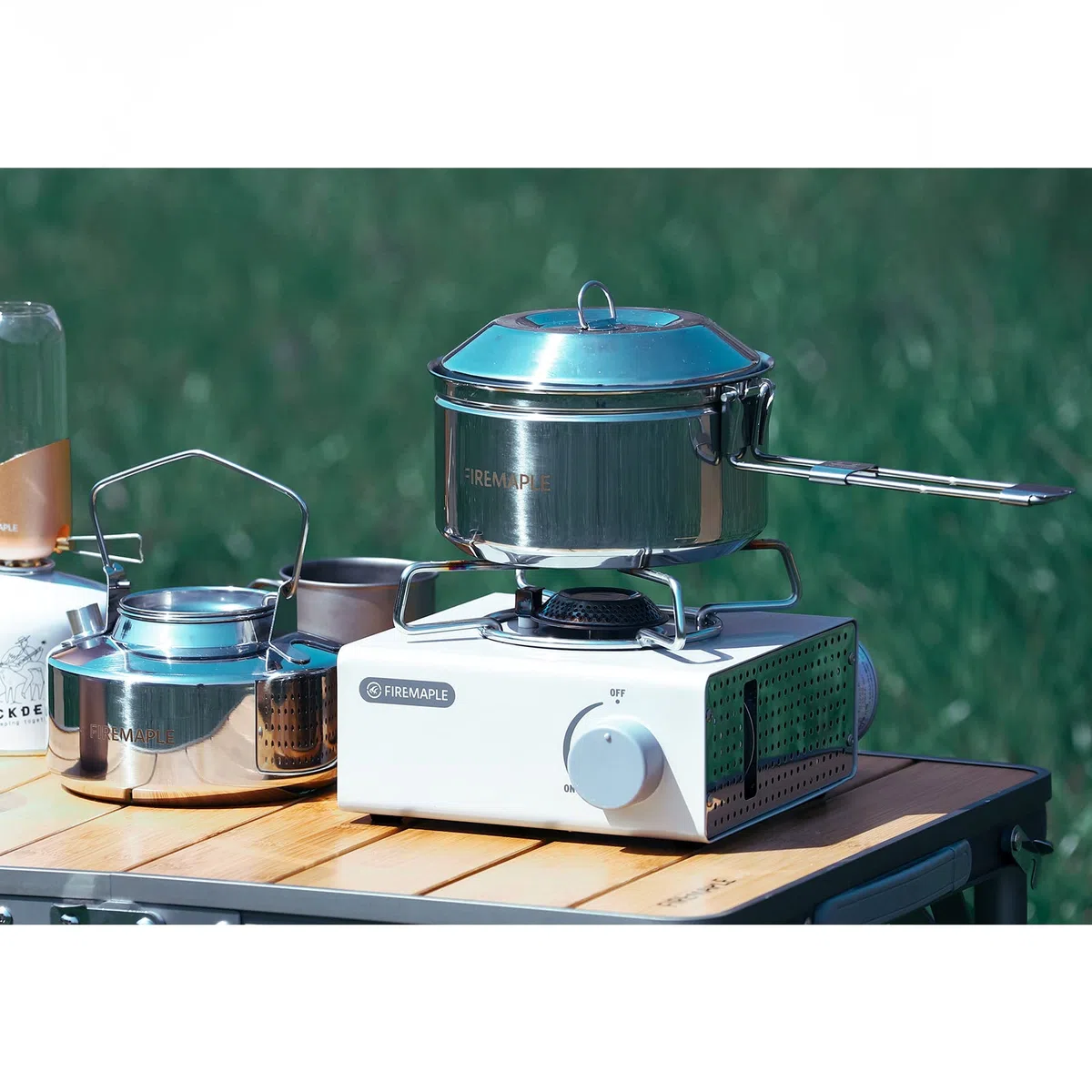 Fire-Maple Antarcti Edelstahl Camping Wasserkessel & Kochtopf Set 1,0 L – Outdoor Teekessel und Kochtopf für Herd und Lagerfeuer Tragbares Bushcraft Kochset für Camping, Angeln & Backpacking