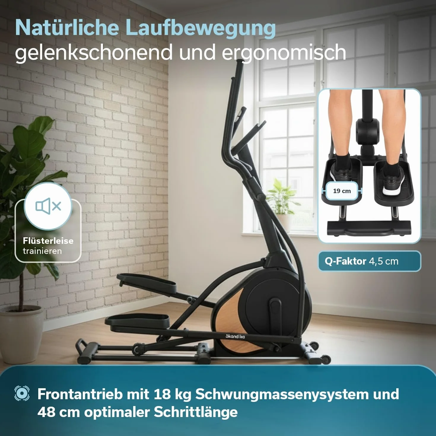 Skandika Crosstrainer Carbon P18 | Ellipsentrainer für Zuhause, 32 Widerstandsstufen, 13 Programme, LCD Display, App kompatibel, bis 135 kg | Heimtrainer, Hometrainer, Fitness, Ausdauertraining