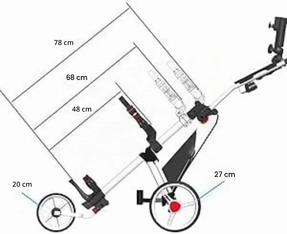 Newfly Golftrolley mit 3 Rädern, Ultraleicht, zusammenklappbar, mit Fußbremse, einfach zu öffnen und zu schließen, Golfwagen, mit Schirmhalter und Aufbewahrungstasche, Rot