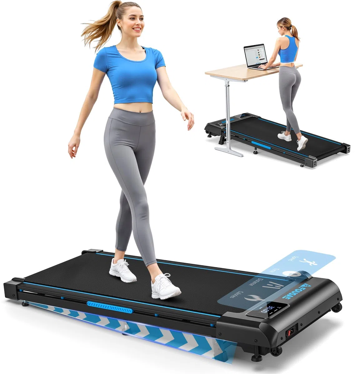 Walking Pad, 1-10 km/h Laufband für Zuhause mit 9% Steigung, 2.5HP Walking Machine mit LED-Anzeige, Fernbedienung, 12 Programes, Doppelter Stoßdämpfung Bis 150kg Belastbar