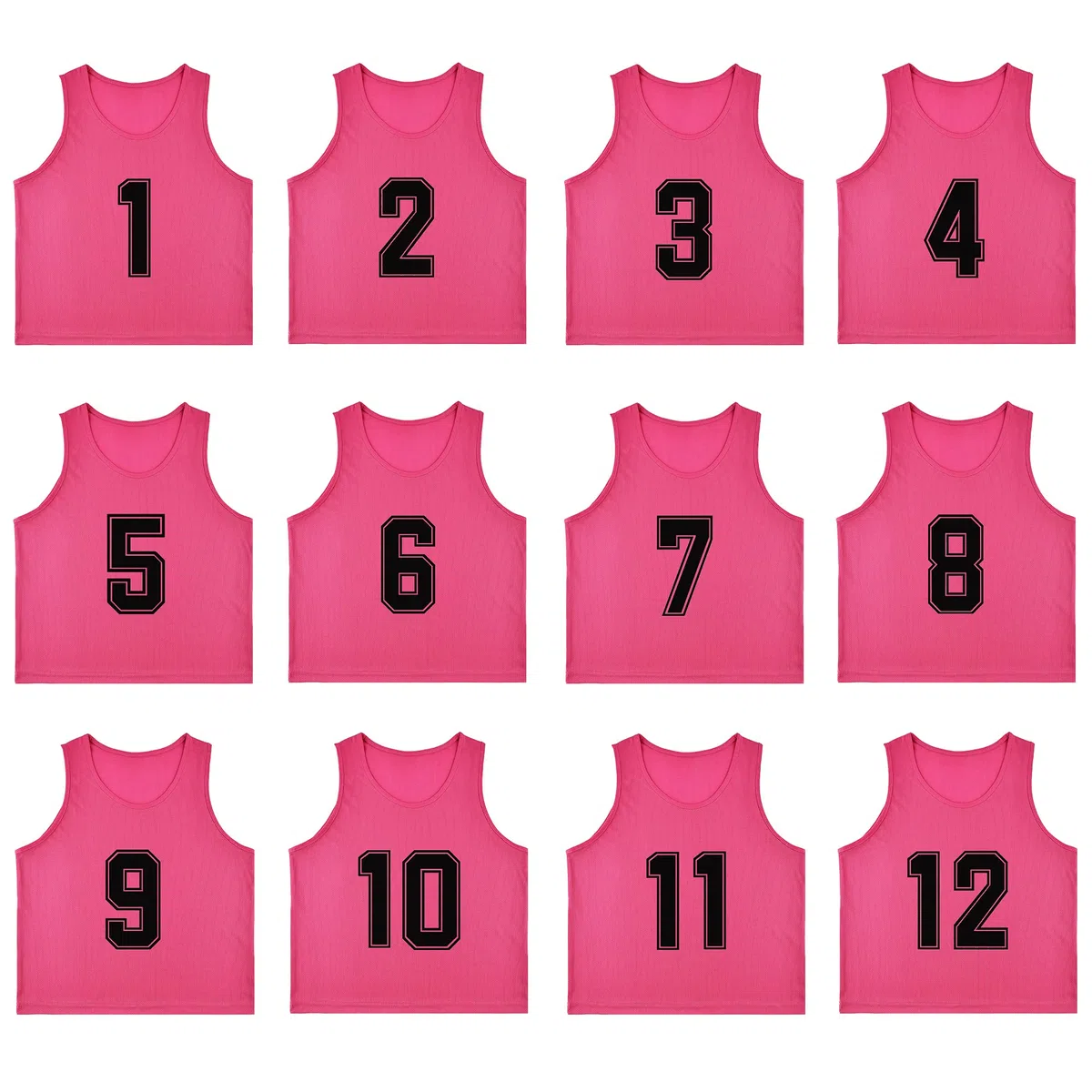 RE-HUO Set mit 12 nummerierten (1–12) Fußballwesten/Sport-Pinnies/Trainings-Lätzchen mit kostenloser Tragetasche