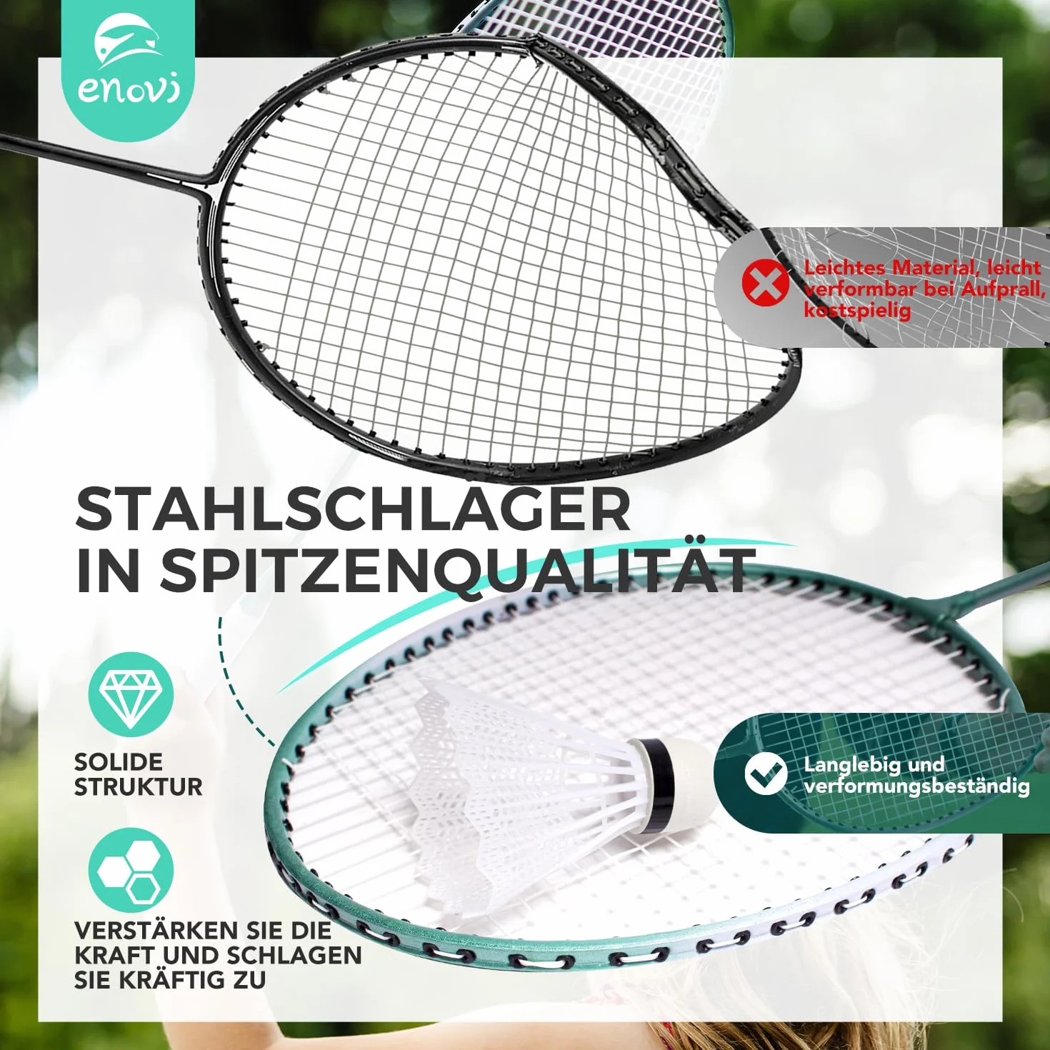 EasyGo Federball Set, Badminton Set mit 4 Schläger, Badminton Netz, 4 Federball, Tragbare Aufbewahrungsbox
