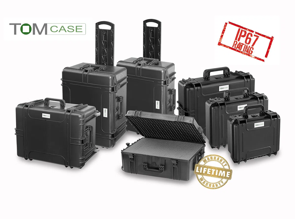TOMcase wasserdichter Outdoor Case 47x37x18 cm mit Rasterschaumstoff/Würfelschaumstoff; IP67 Transportkoffer (Orange)