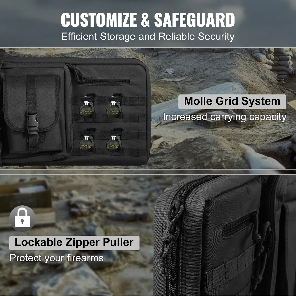 VEVOR Gewehrtasche 1 STK. Waffentasche, 1016 mm Tragbares Langwaffenfutteral 2 Gewehre & 2 Pistolen, Jagd Gewehrtasche Schwarz, Gun Bag Wasserdichtes Gewehrfutteral Waffentasche inkl. Molle-System