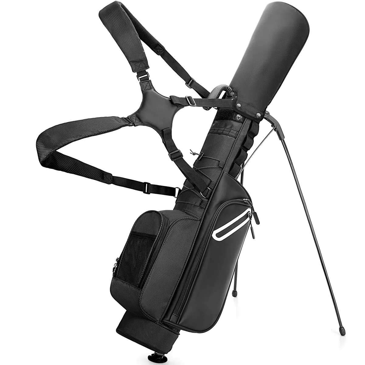 GOBUROS Golfschlägertasche für bis zu 7 Schläger, kompaktes Design für Par 3 Plätze und Driving Range, leichte Pitch und Putt Golftasche, mit gepolstertem ergonomischem Doppelgurt