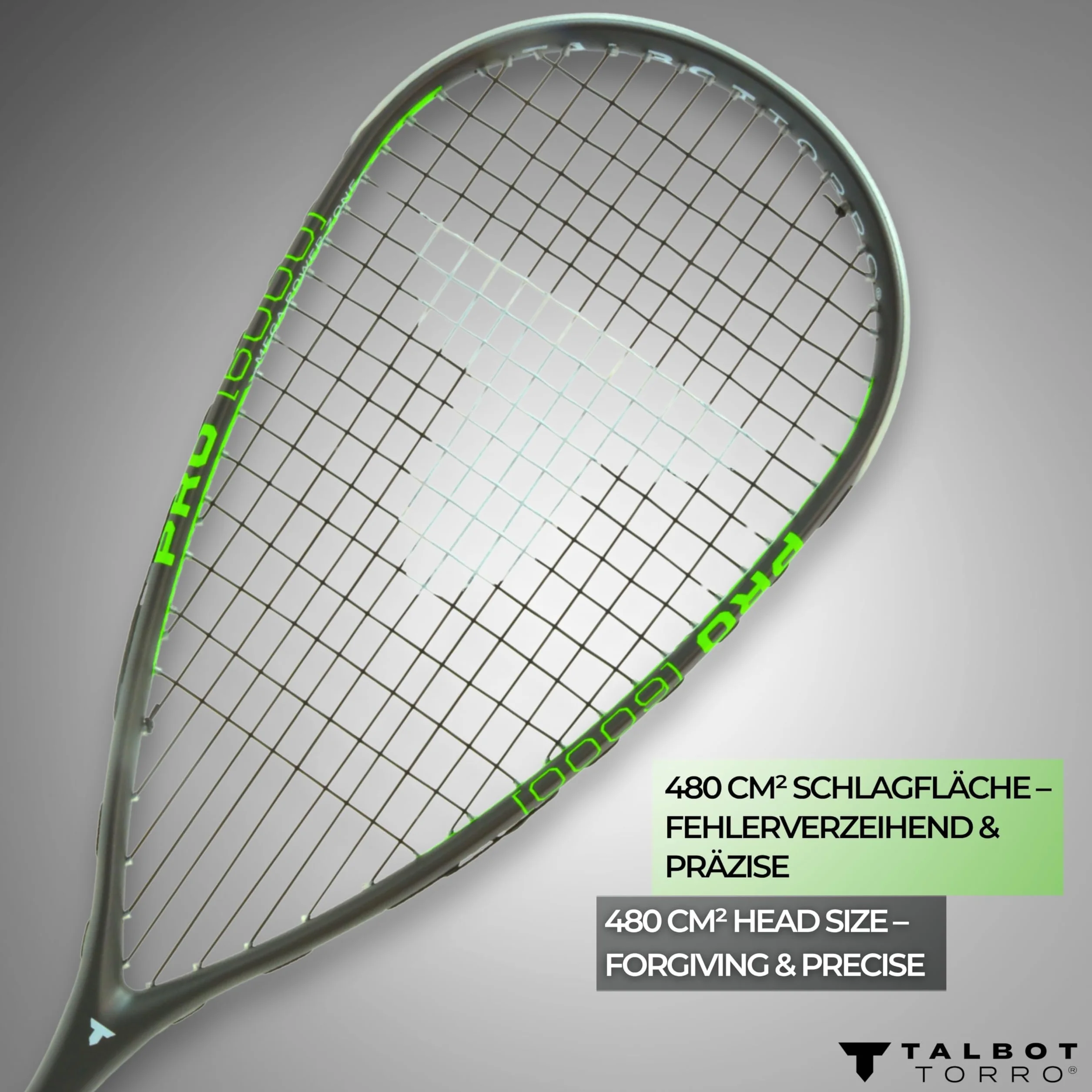 Talbot-Torro Squash-Schläger PRO 6000 - Ultraleicht & kraftvoll I Carbon4 I Offensiv-Plus für maximale Ballbeschleunigung I Besaitet & spielbereit I Für fortgeschrittene Spieler
