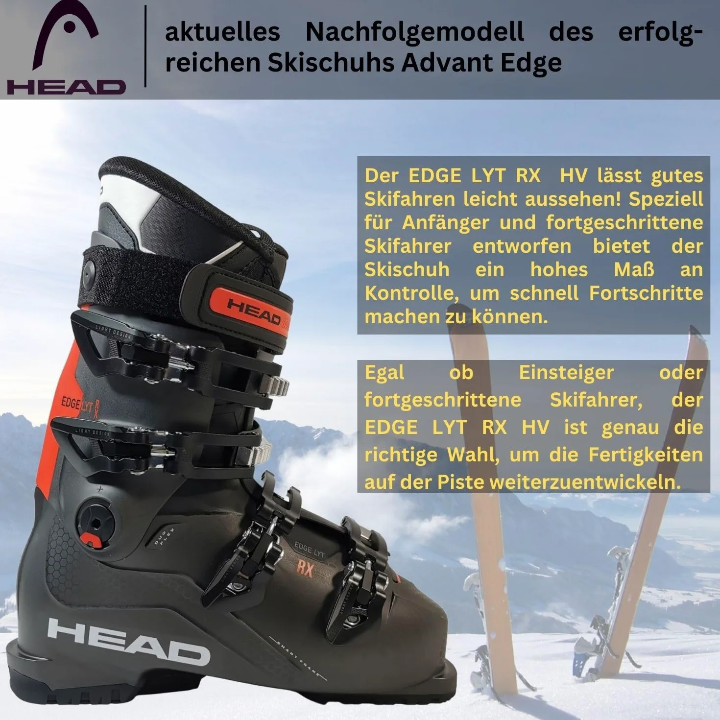 Head Skischuhe Advant Edge 75 Anth/Black MP28.0 EU43 Flex 75 Skistiefel Alpinskischuhe