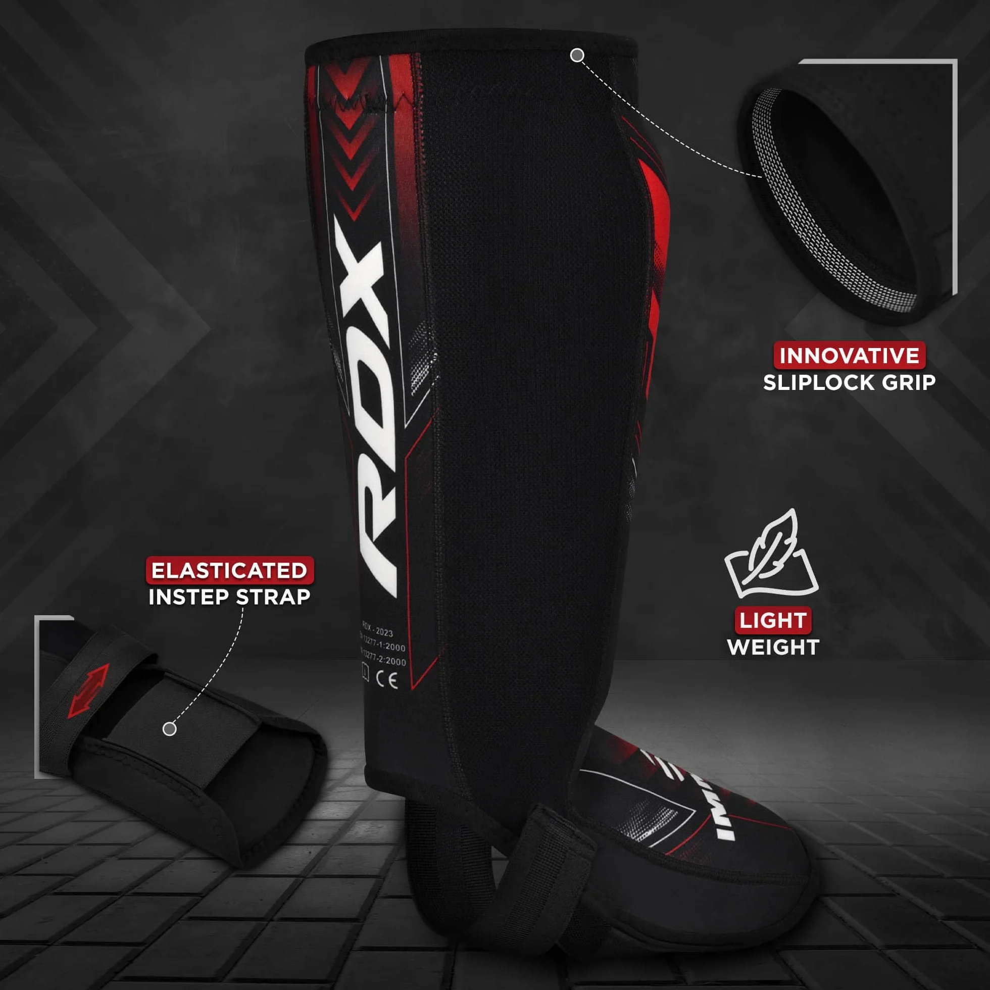 RDX IMMAF Schienbeinschoner Kickboxen, Boxen Kampfsport MMA Spannschützer, Schienbeinschutz Polster Shin Guard Sparring, Herren Damen Fußschutz Kick Boxing Ausrüstung