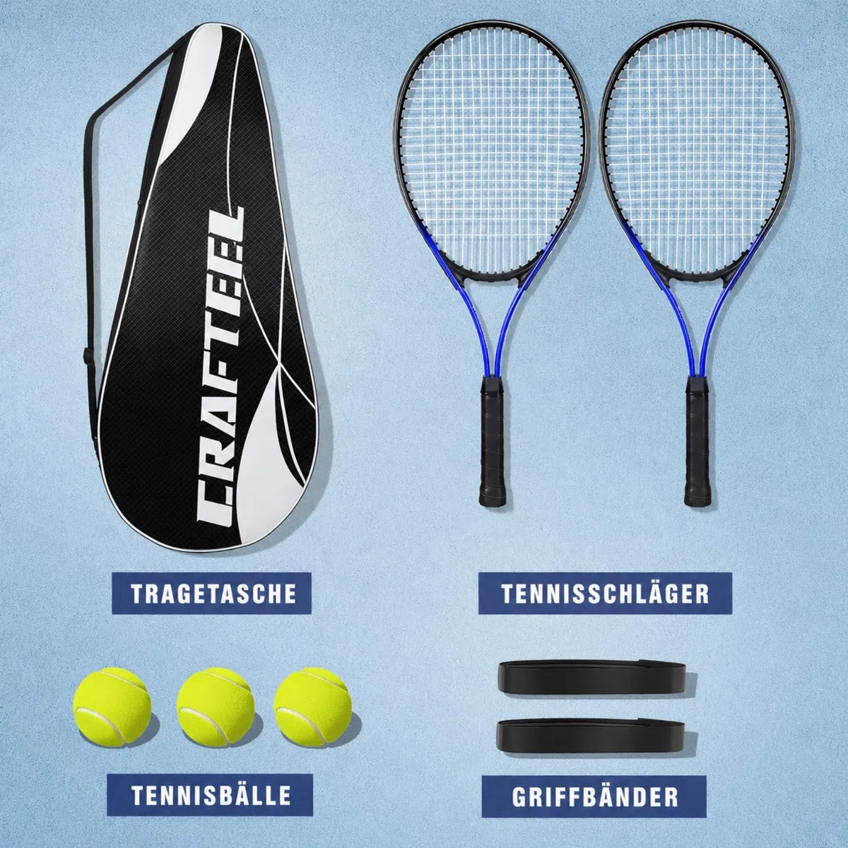 68,6 cm Tennisschläger 2er Set Familie Anfänger 27 Zoll Tennisschläger Set für Outdoor Freizeit Sport Spiel