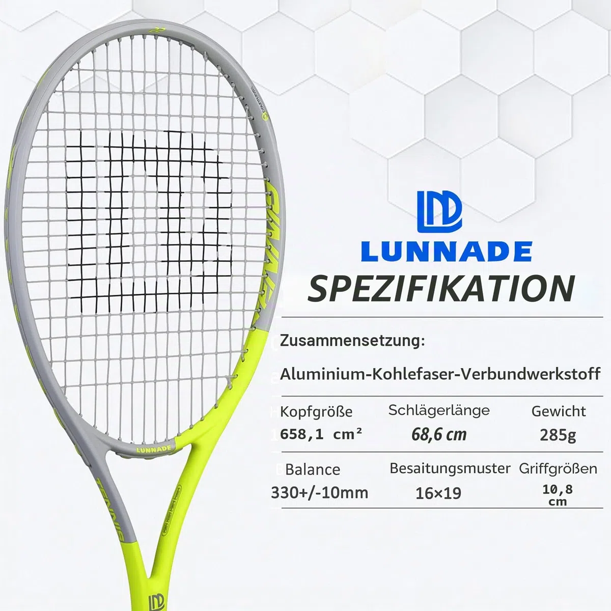 27 Zoll Tennisschläger für Erwachsene, 2 Tennisschläger mit Hülle,Geeignet für Damen Herren Anfänger und Fortgeschrittene
