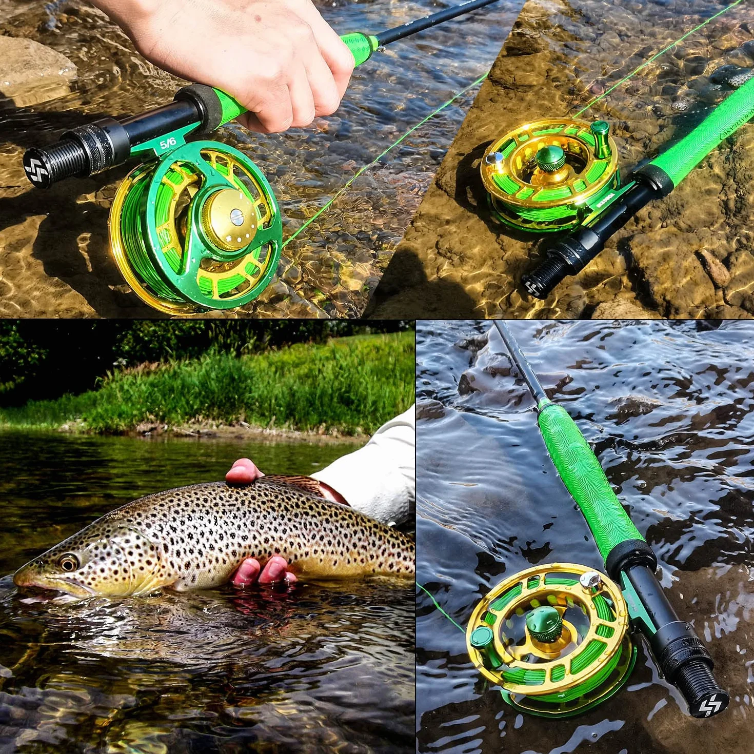 Sougayilang Standard Fly Fishing Combo Starter Kit, 5/6 Weight 9' Fly Rod with SuperPolymer Handle, Accessories, Carrying Case, Fly Box Case & Fishing Flies