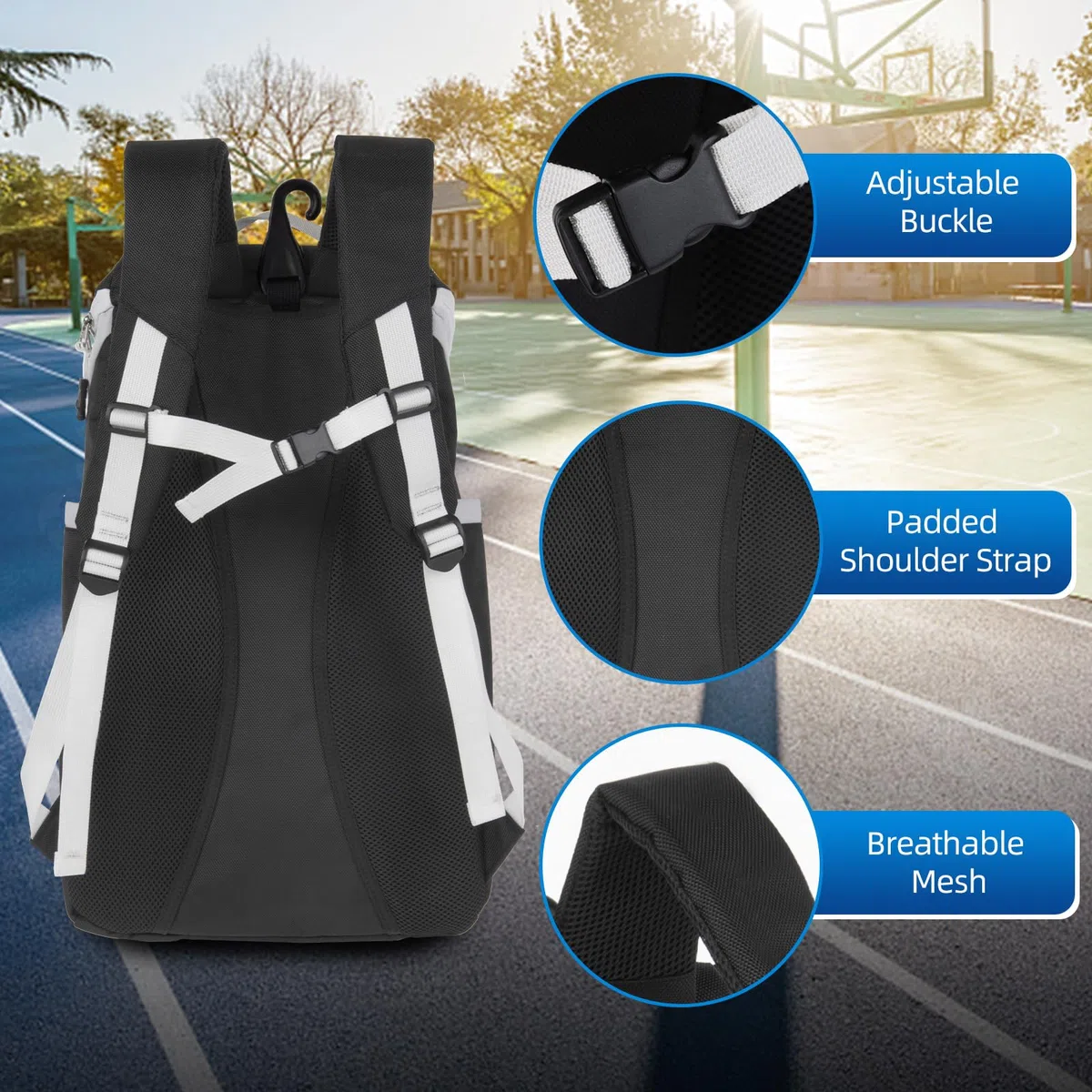 KINGSLONG Basketball Rucksack Fußballrucksack Große Kapazität Softball Tasche mit Schuhfach und Zaunhaken, leichte Fußball Volleyball Softball Ausrüstung für Schläger, Helme, Hüte,Schuhe