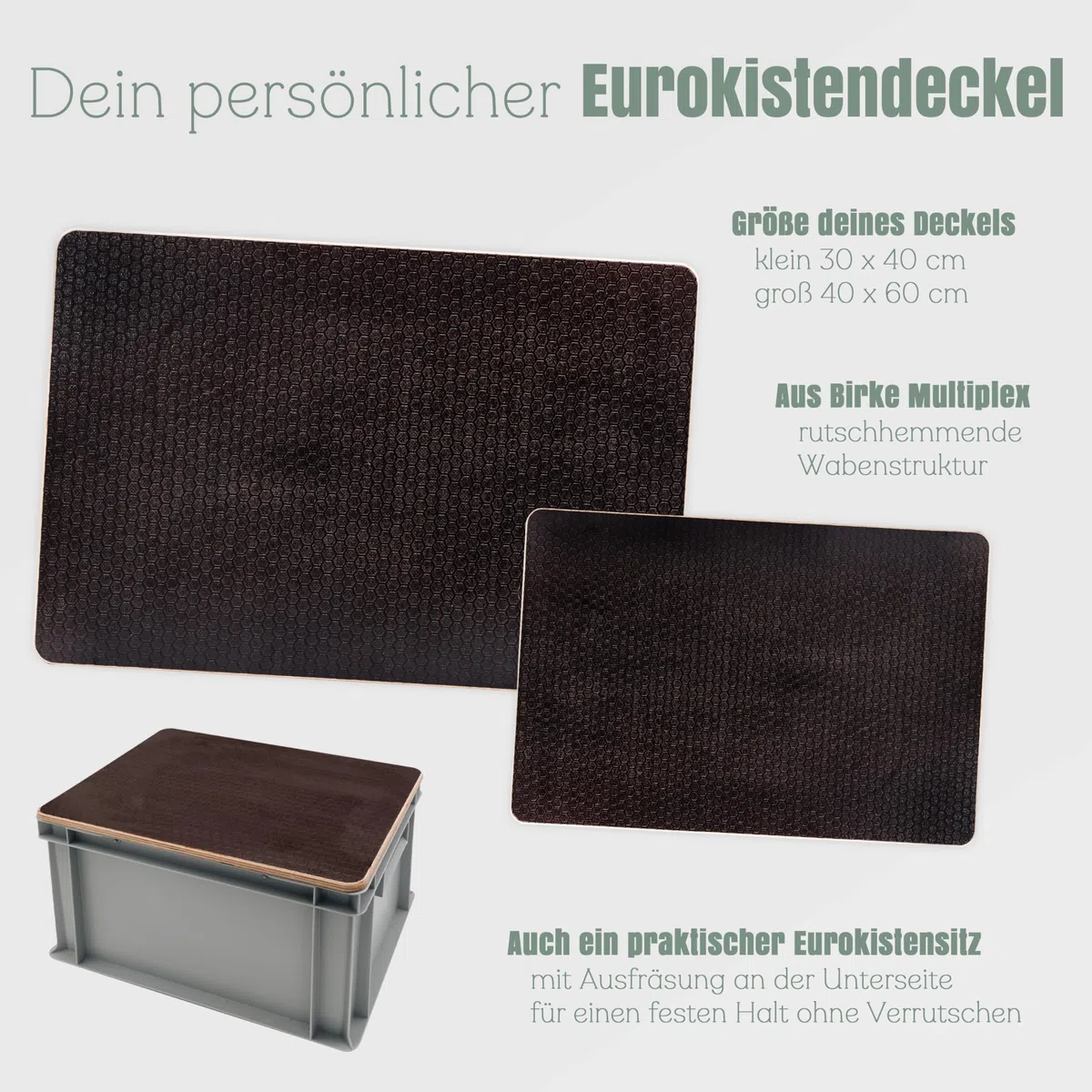 ABENTEUENAH Eurokistendeckel personalisiert, Deckel für Eurokiste als Geschenk für Männer, Camper, Camping Sitzkiste für Outdoor Fans