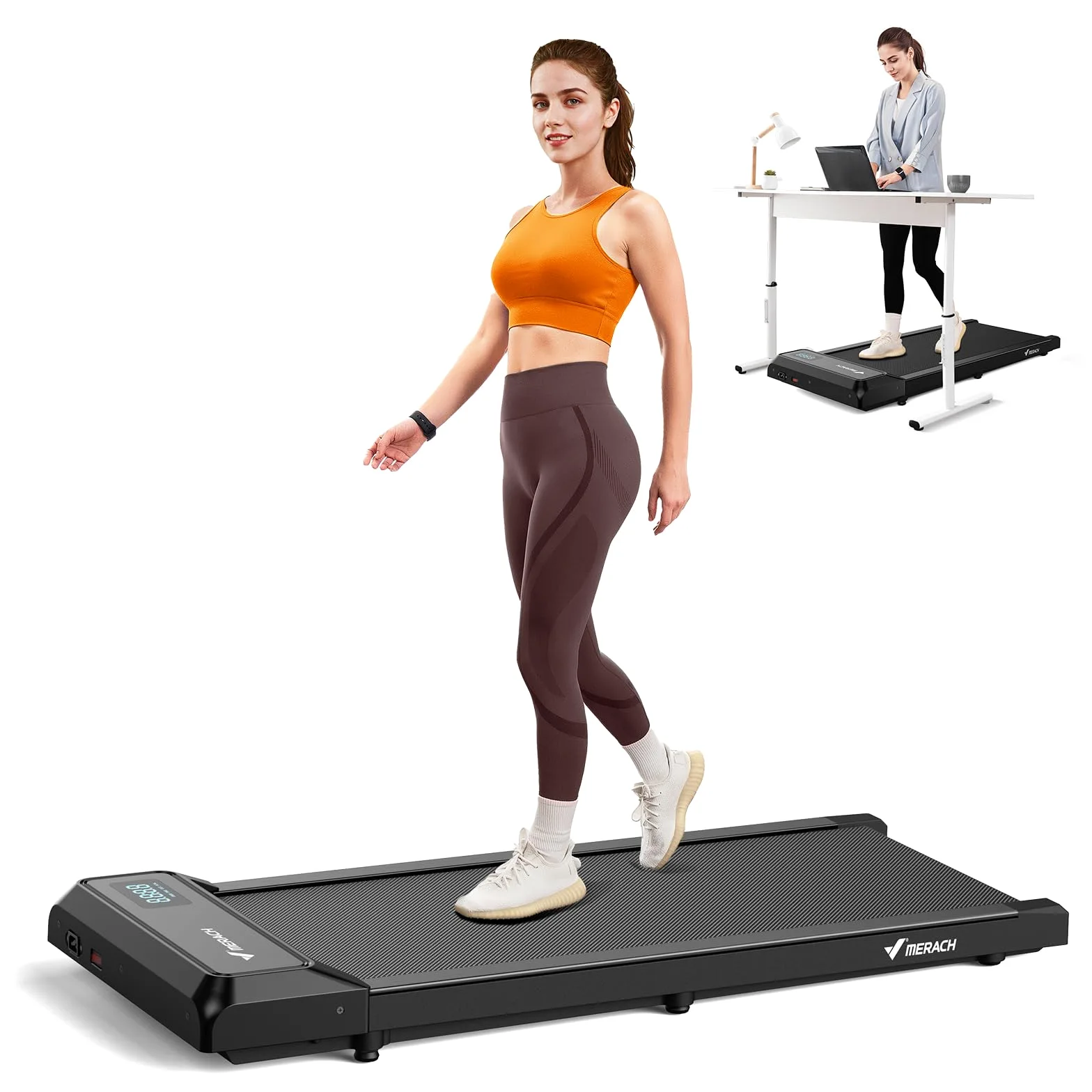 MERACH Walking Pad, 3-in-1 Laufband für Zuhause, Laufband Schreibtisch, Fernbedienung & App Steuerung, LED-Anzeige, 2.5PS Leiser Motor, Leicht & Kompakt Mini laufband für Zuhause & Büro