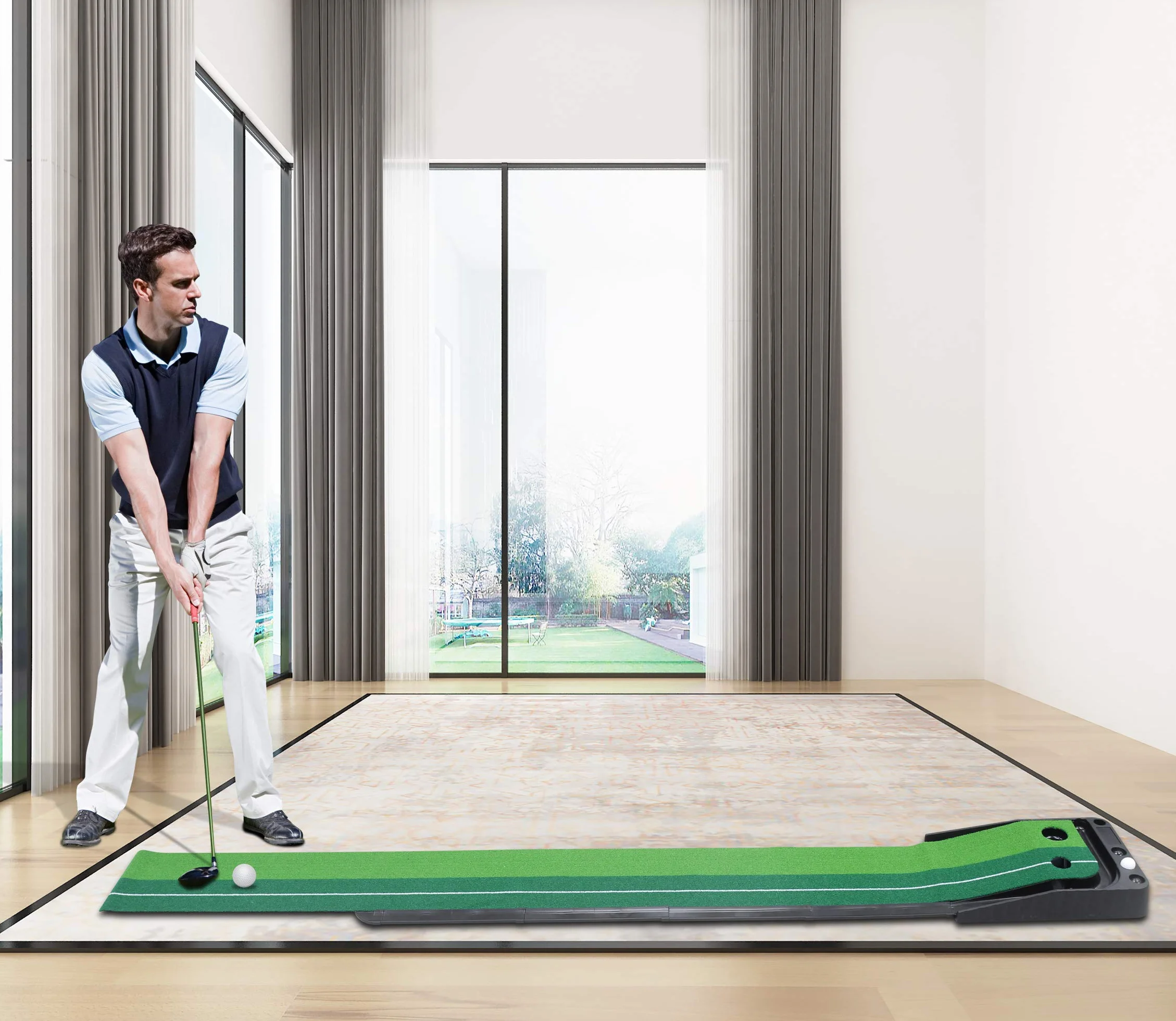 Signstek Golf Putting Matte mit automatischer Ballrückgabe