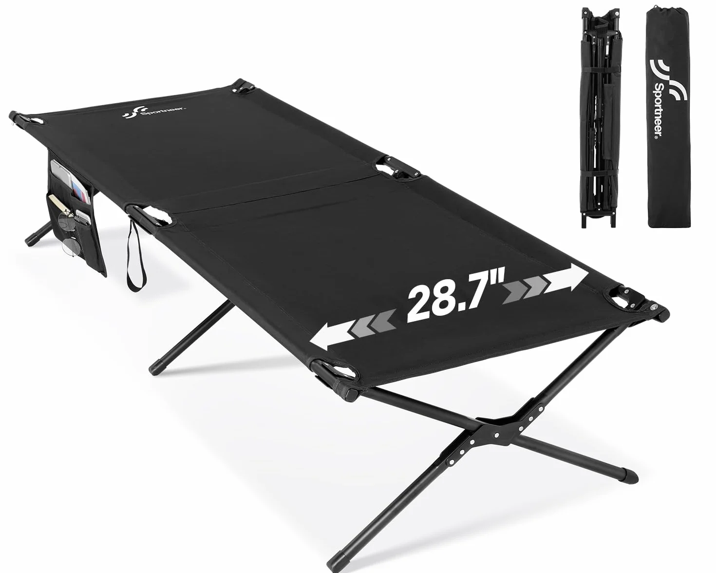 Sportneer Feldbett Klappbett 199*73cm, Feldbett Klappbar Campingbett Aktualisierte Version, Gästebett Klappbar Feldbett xxl für Zelten Wandern Outdoor Wanderung, Reisen, Strand, Outdoor Garten Innen