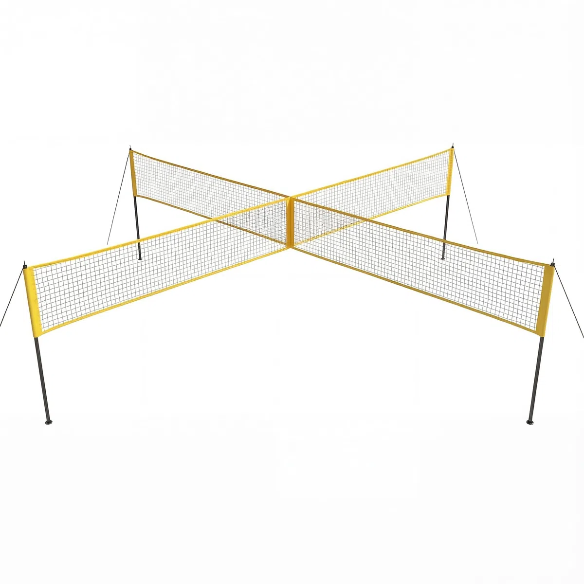 Aptliton Volleyballnetz Kreuz 4 Quadrate 4 Wege Größe 335 x 335 x 213 cm, 3 verstellbare Höhen, komplettes Kit mit Ball, Pumpe, Hammer und Tragetasche, wasserdichtes PE-Netz Anti-UV für Strand