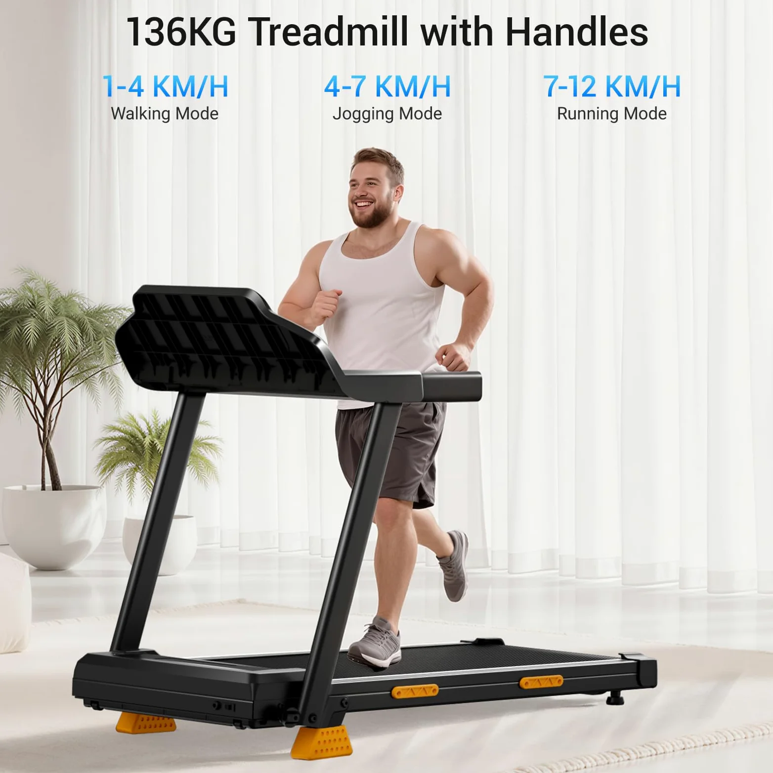 UMAY Laufband für Zuhause Klappbar mit Steigung 15%, 12KM/H Treadmill for Home, 3.0PS Motor, LED Anzeige, Leiser Betrieb, Stoßdämpfung, Tragkraft 136 kg