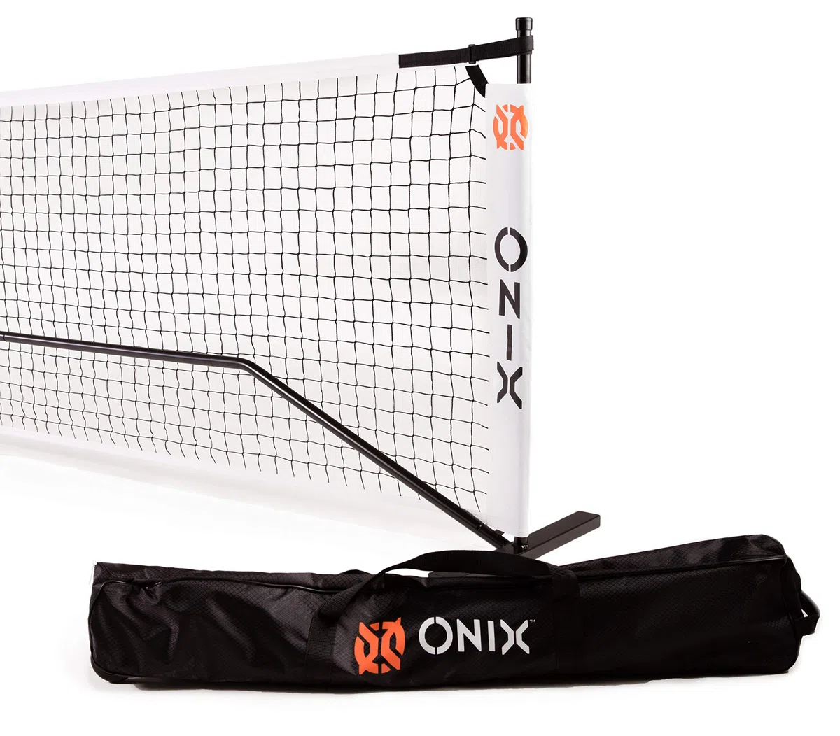 ONIX Pickleball Netz, 2-in-1 tragbares Netz und Übungsnetz-Set, inkl. Tragetasche mit Rollen, Weiß