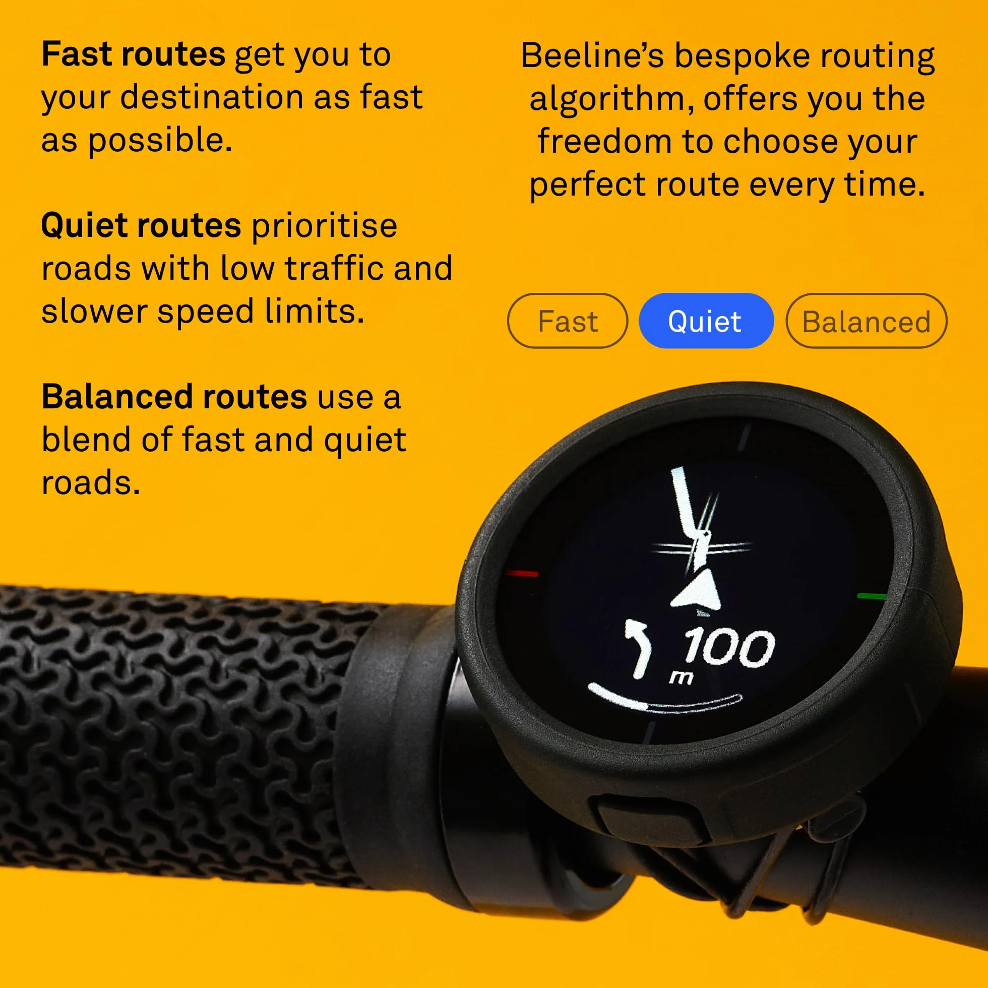 Beeline Velo 2 Navigationsgerät Ø46,4mm für Fahrrad + universelle Lenkerhalterung | Fahrrad Navigation