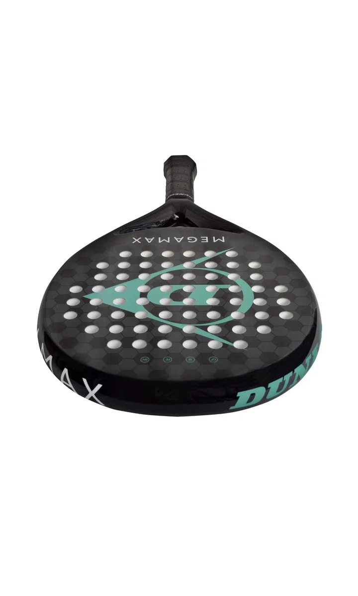 DUNLOP Padel Bat Megamax Silber/Schwarz/Grün – Runde Form, Graphitrahmen – Mittlere Balance, Pro Eva-Kern – Für Anfänger