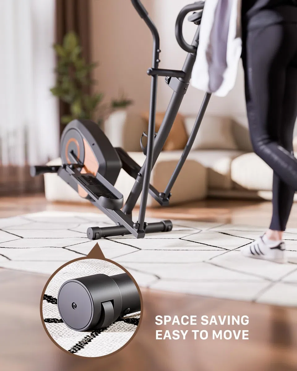 Crosstrainer Für Zuhause, Aeriflo S100 Magnetischer Ellipsentrainer Mit Bluetooth & App, 16 Widerstandsstufen, LCD-Display & Transportrollen, Ultraleiser Crosstrainer Für Cardio-Training