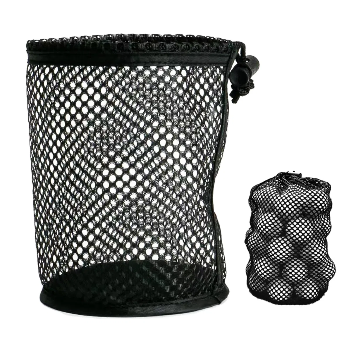 Netztasche für Golfbälle, groß, mit Kordelzug, mit Nylonseil, Kordelverschluss, Ballsammlerzubehör für Golfball, Tennis, Golfplätze, Shcool, Training, Schwarz , Modern und einfach