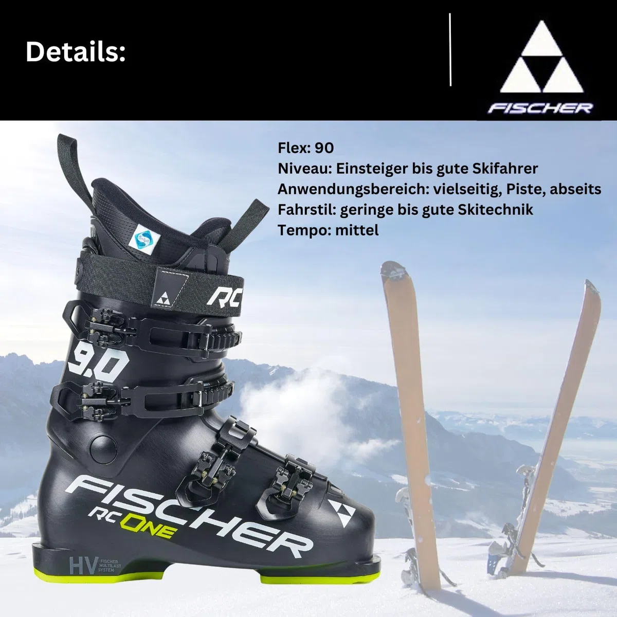 Skischuhe Skistiefel Alpinskischuhe Alpin-Skistiefel Alpinstiefel - Fischer RC One 9.0 - Flex 90 - Einsteiger bis Gute Skifahrer