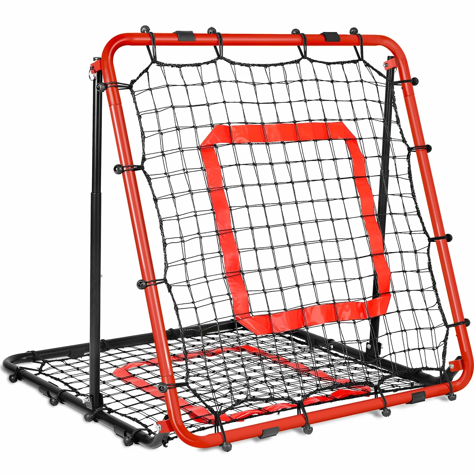 Rebounder für Fußball 85x85cm, Fußball Rebounder, Verstellbar mit 8 Winkeln, Doppellagiges Netz, Geeignet für das Ausübung Verschiedener Ballsportarten, Ideal für Teenager & Erwachsene