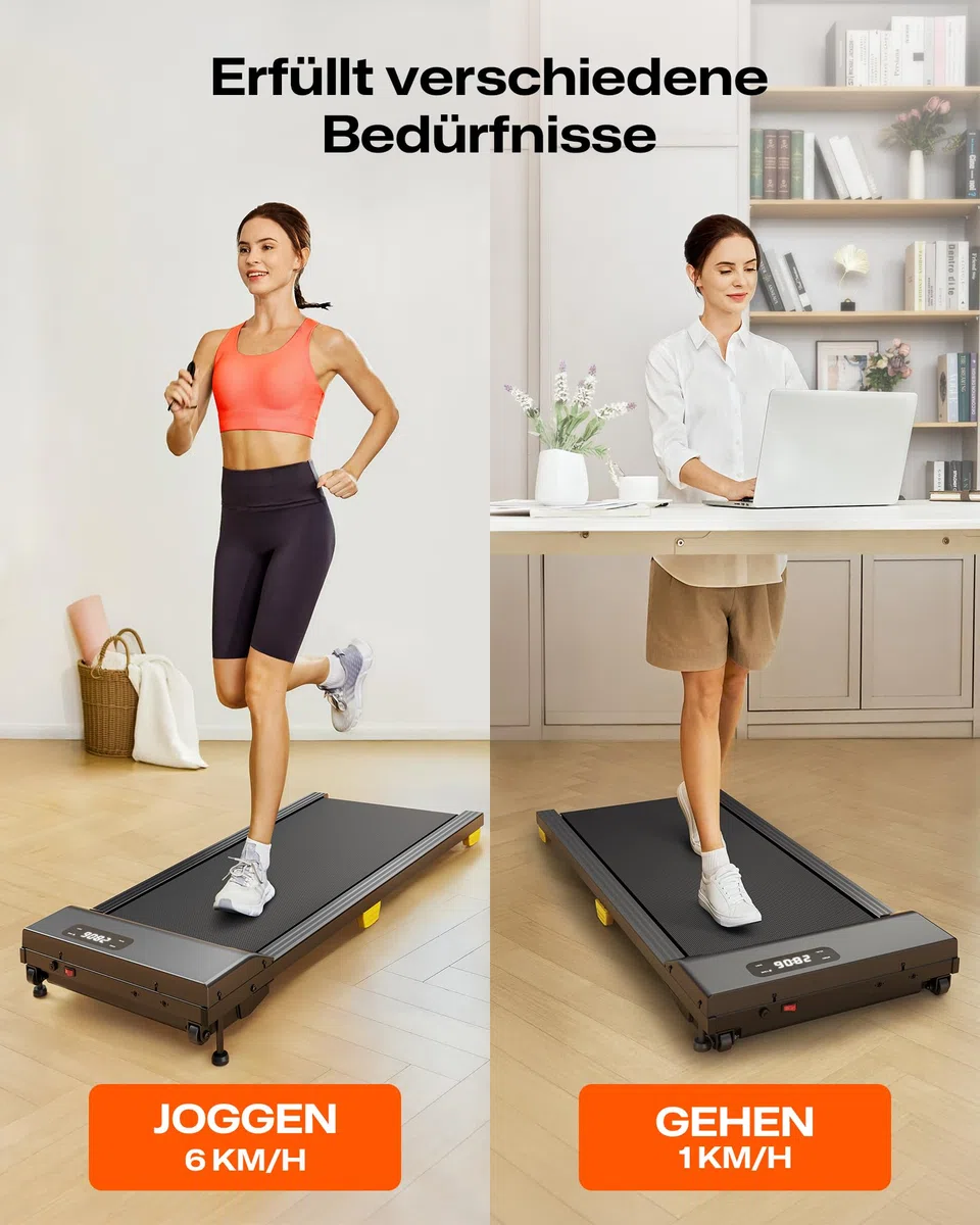 UREVO Walking Pad mit 9% Steigung, leises Laufband Schreibtisch mit Sechs-Punkt-Stoßdämpfung, ‎2,5 Pferdestärken Laufband für Zuhause/Büro, Fernbedienung, Keine Montage Erforderlich