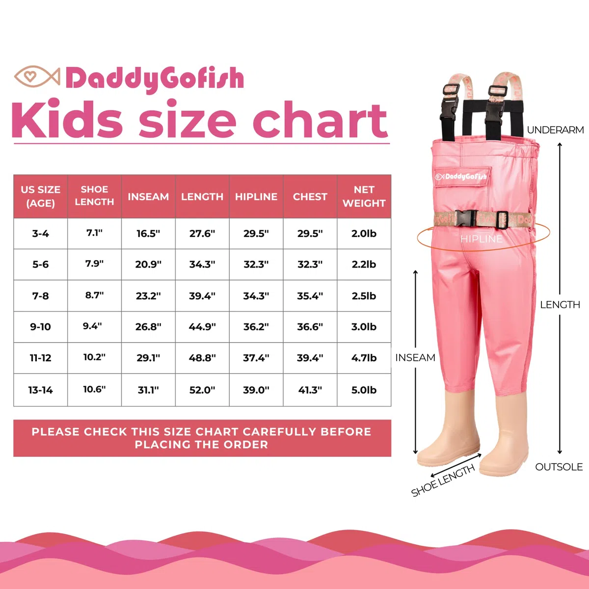 DaddyGoFish Wathose Für Kinder Und Erwachsene, Wathose Zum Angeln Und Jagen Mit Einer Tasche Und Einem Wathose-Aufhänger