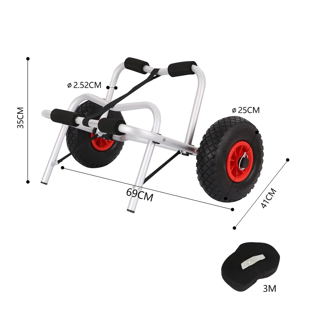 KingSaid Kajakwagen Faltbarer Bootswagen Aluminium Kajak Transportwagen 100kg Traglast