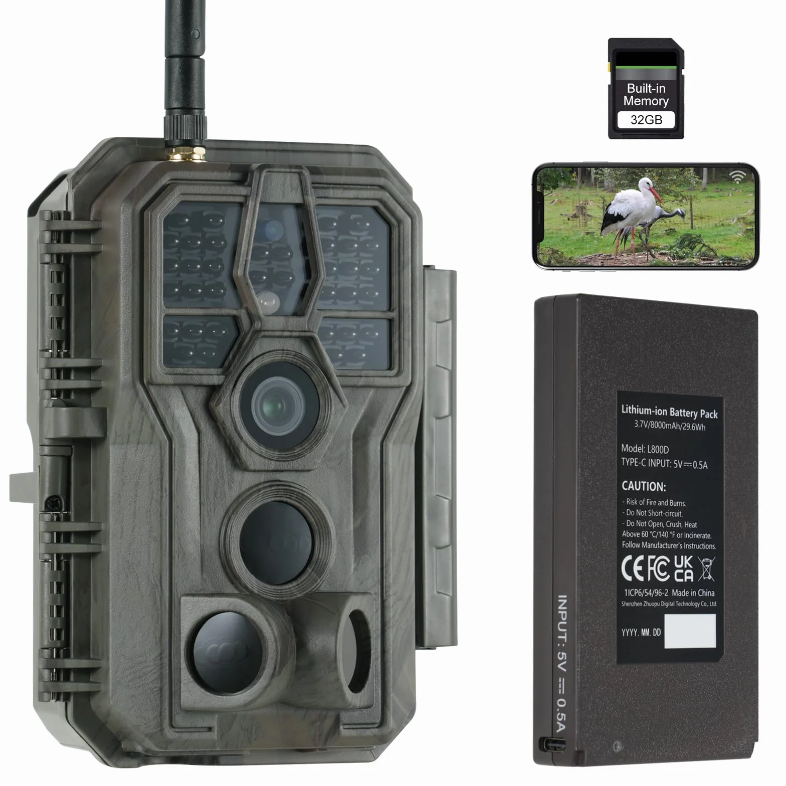 GardePro E8P Max Wildkamera WLAN 8000mAh Akku 64MP 1296P Nachtsicht Bewegungsmelder
