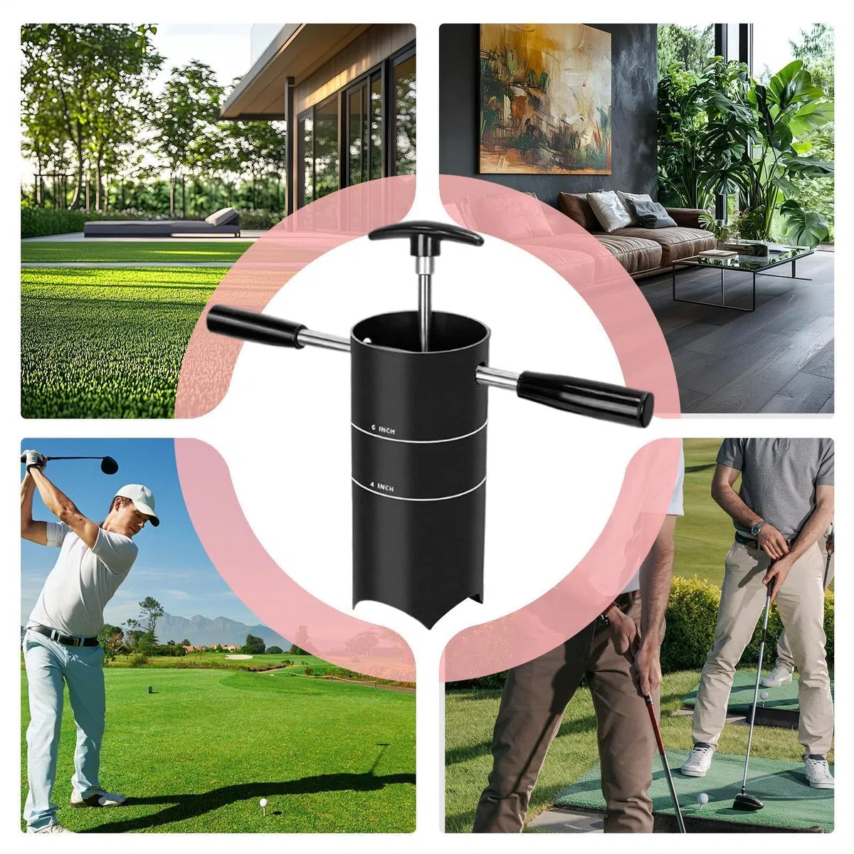 Golf Loch Ausstecher Werkzeug,Golf Lochausstecher Mit Abnehmbarem Griff - Übungsgerät Für Spielbälle Garten Rasen Outdoor Terrasse,Übungsbälle