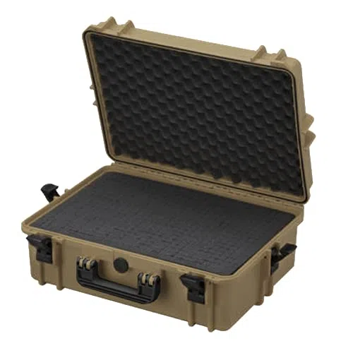 TOMcase wasserdichter Outdoor Case 56x43x22 cm mit Rasterschaumstoff/Würfelschaumstoff; IP67 Transportkoffer (Sahara)