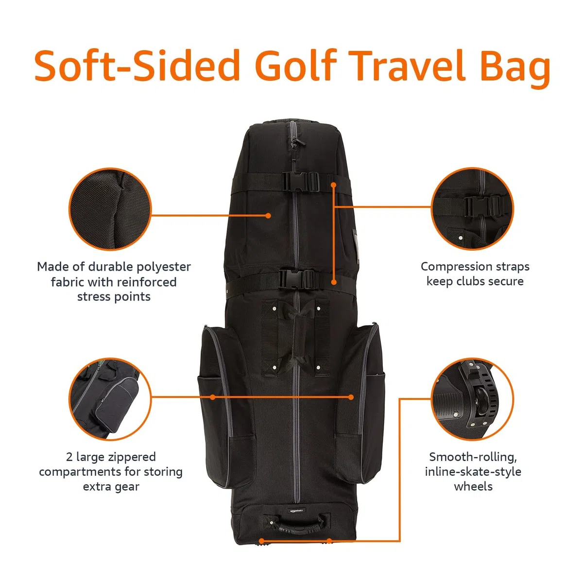 Amazon Basics - Golf-Reisetasche, weich gepolstert an den Seiten, Schwarz