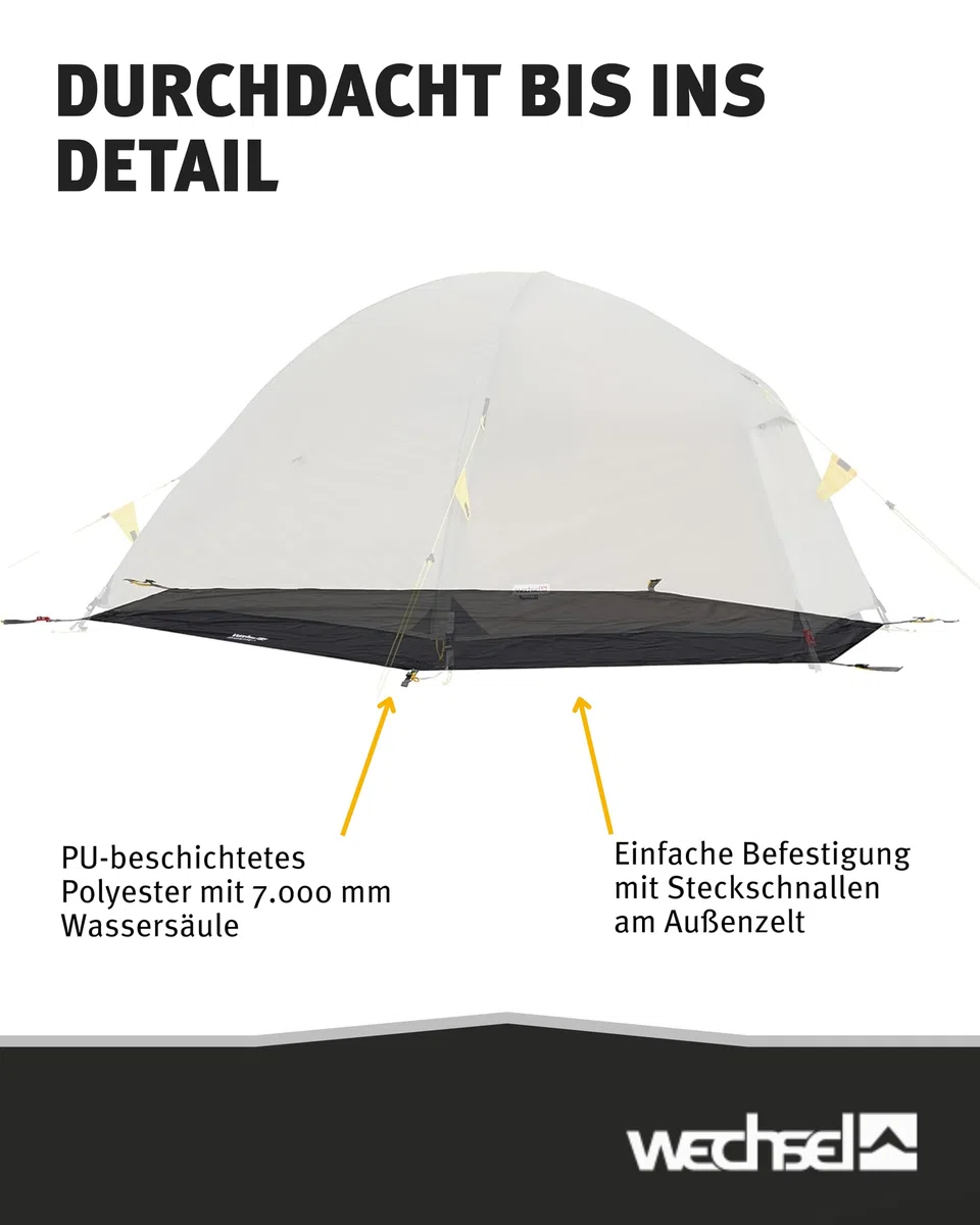 Wechsel Groundsheet Venture 1 I Schwarz I robuste Zelt-Unterlage Boden I Zeltplane wasserdicht mit 7000mm Wassersäule I Bodenplane aus 75D Polyester I Camping-Plane zum Schutz vor Nässe & Schmutz