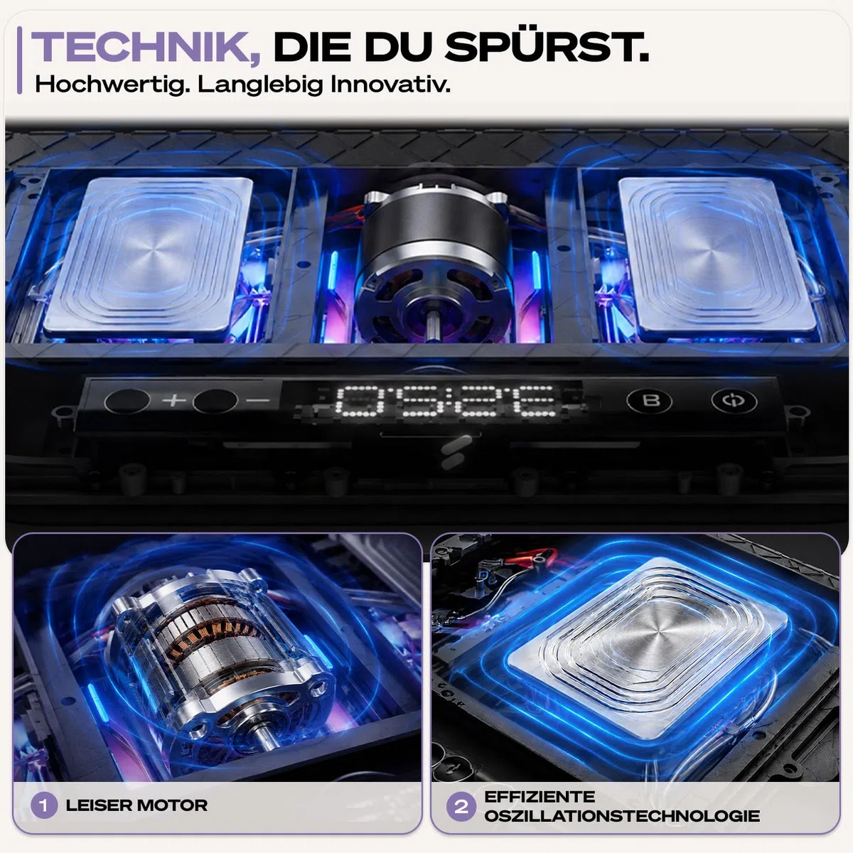 Sportstech Vibrationsplatte für Zuhause | Abnehmen, Fettverbrennung & Muskelaufbau | Oszillation, 99 Intensitätsstufen, Bluetooth-Fernbedienung | leiser Motor bis 120 kg | Trainingsbänder | sVibe Lite