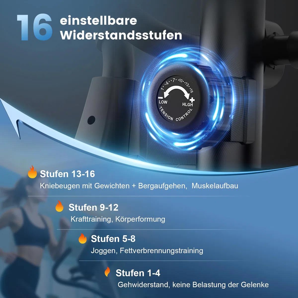Crosstrainer für Zuhause, 3-in-1 Ultraleiser Magnetischer Ellipsentrainers mit 16 Widerstandsstufen, LCD Monitor, 8 kg Schwungrad, 42 cm Schrittlänge, Belastbar bis 150 kg für Fitnessübungen