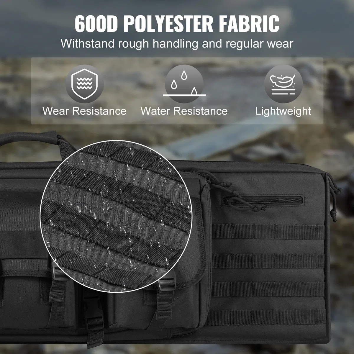 VEVOR Gewehrtasche 1 STK. Waffentasche, 1016 mm Tragbares Langwaffenfutteral 2 Gewehre & 2 Pistolen, Jagd Gewehrtasche Schwarz, Gun Bag Wasserdichtes Gewehrfutteral Waffentasche inkl. Molle-System