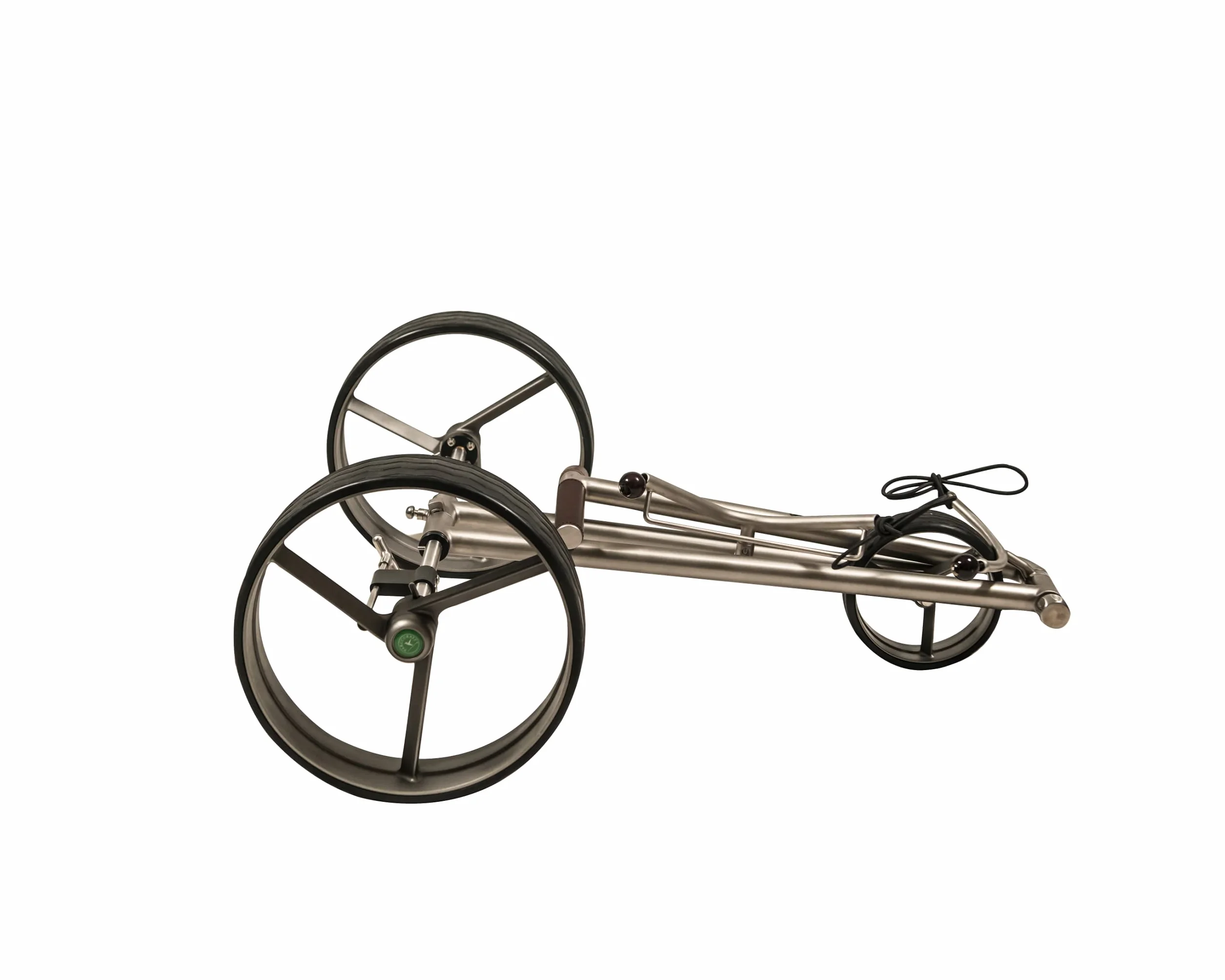 3 Rad Edelstahl Golftrolley Push Golf Trolley F3 Fasan schnell-klappbar schnell-zerlegbar und in Titan-Optik beschichtet, inkl. Transporttasche
