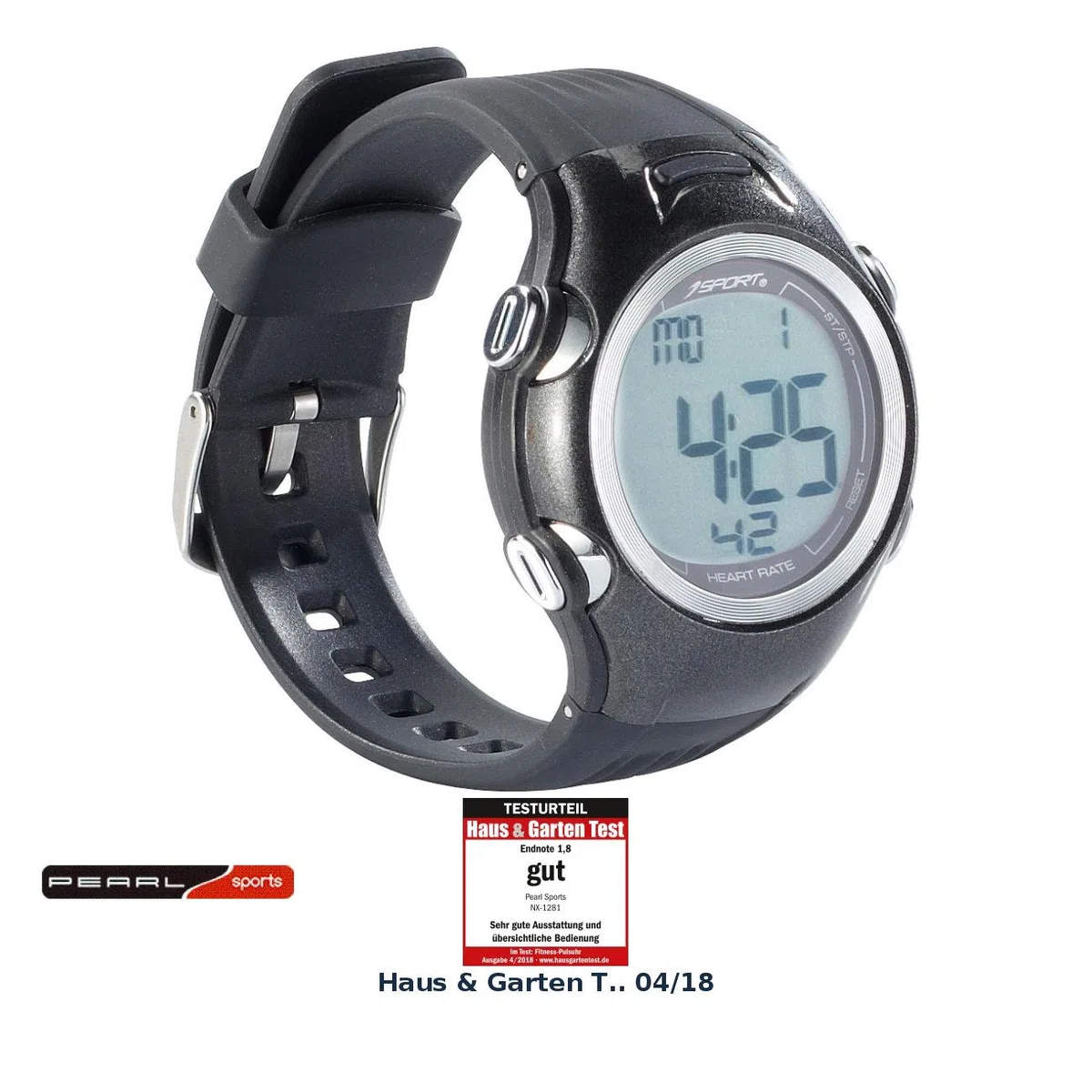 PEARL Sports Fitness-Uhr, 3 Intensitätsstufen, LCD-Display, Stoppuhr-Funktion, IPX4