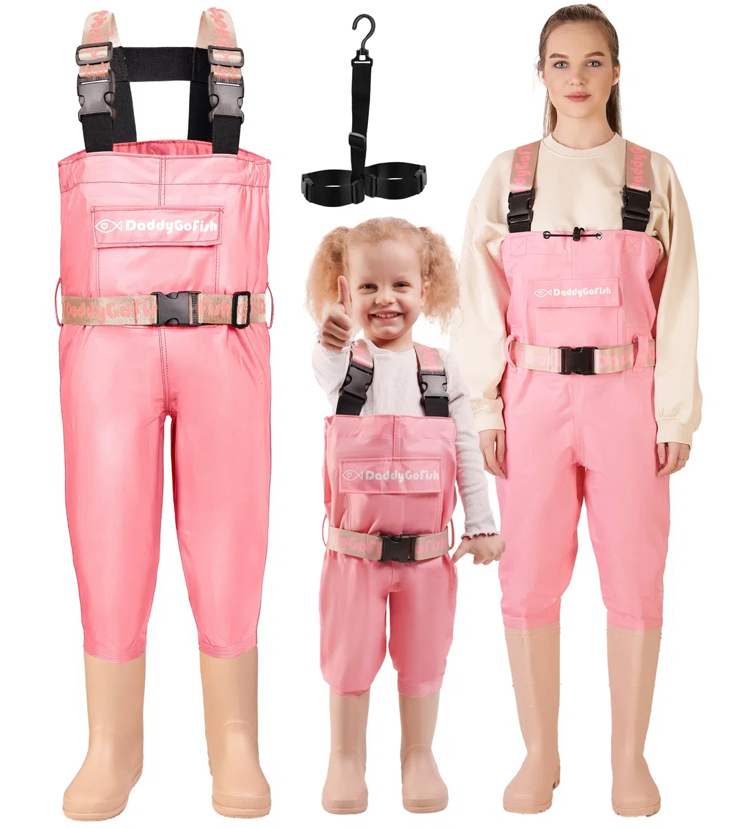 DaddyGoFish Wathose Für Kinder Und Erwachsene, Wathose Zum Angeln Und Jagen Mit Einer Tasche Und Einem Wathose-Aufhänger
