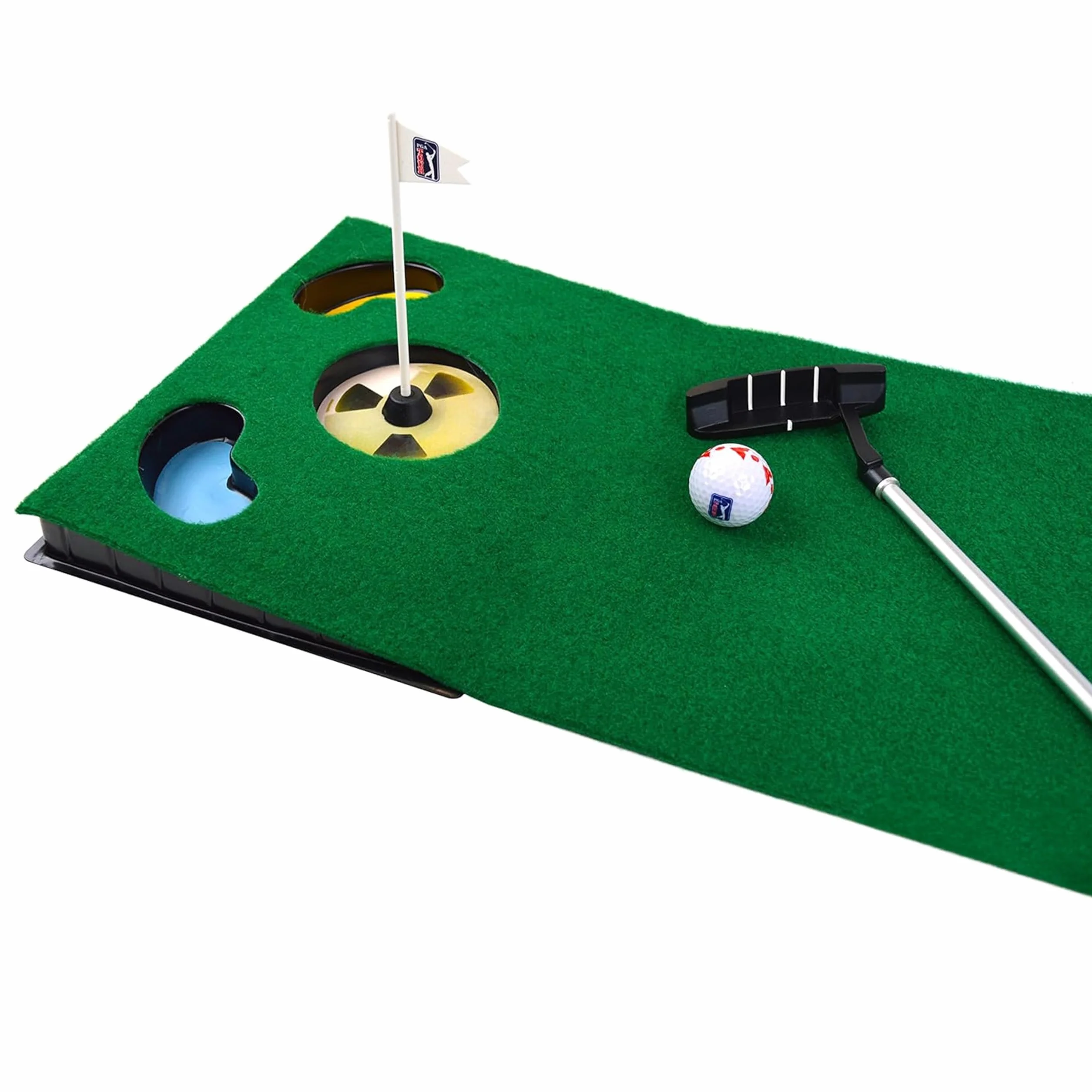 PGA Tour Putting-Matte mit zusammenklappbarem Putter und Ausrichtungsführung, 1,8 m